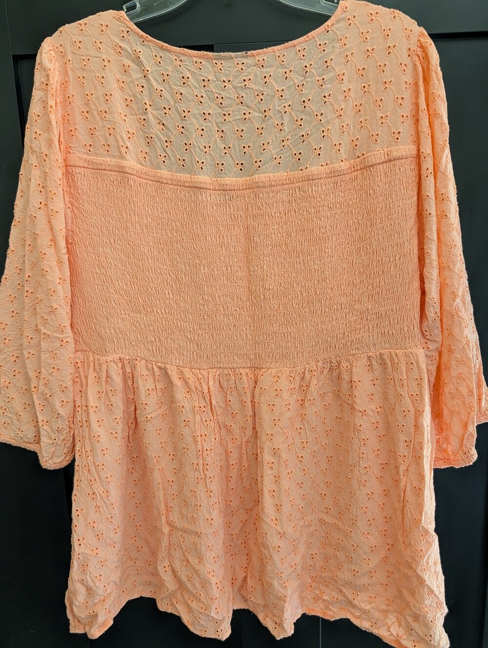 Torrid Size 3 Smocked Babydoll Top In Voile Eyelet Peach New - Picture 4 of 4